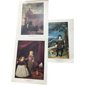 Lot Of 3 Vintage Art Prints By Diego Velázquez Prince Baltasar Carlos Scenes